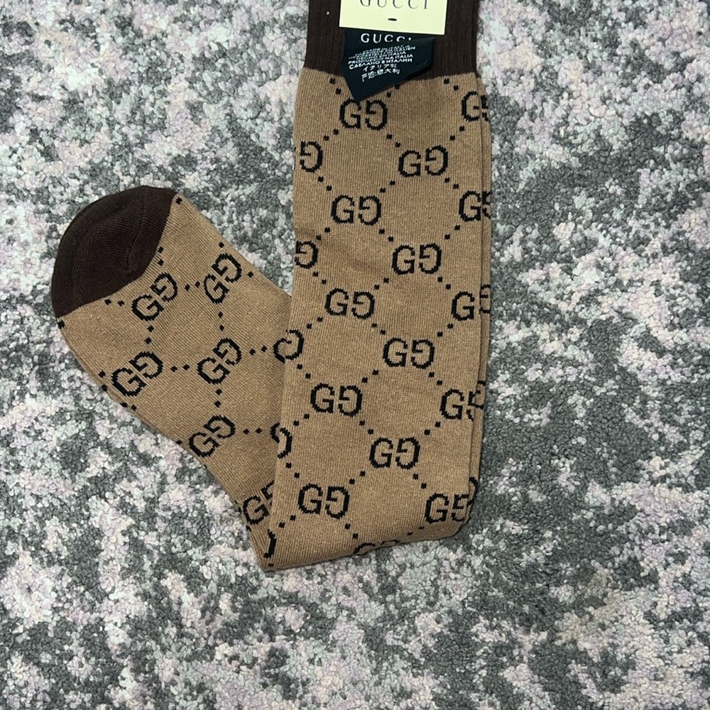Brown and tan casual Socks with Iconic Pattern
